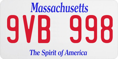 MA license plate 9VB998
