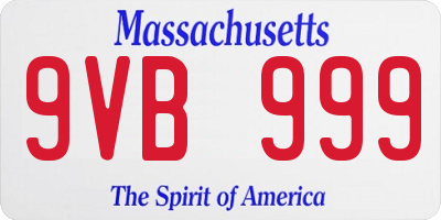 MA license plate 9VB999