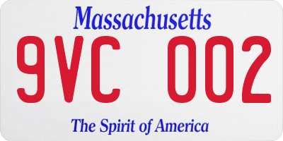 MA license plate 9VC002