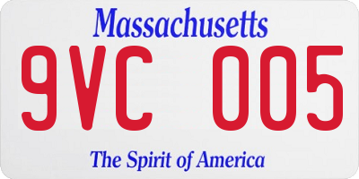 MA license plate 9VC005