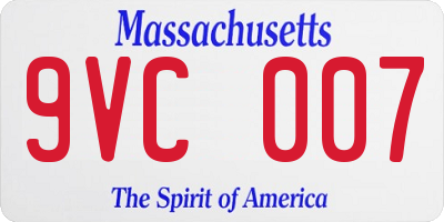 MA license plate 9VC007