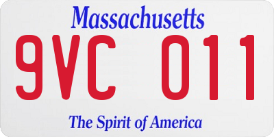 MA license plate 9VC011