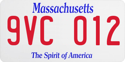 MA license plate 9VC012