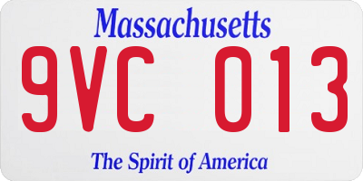 MA license plate 9VC013