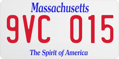 MA license plate 9VC015