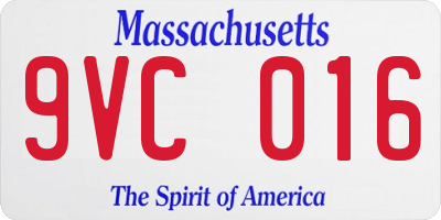 MA license plate 9VC016