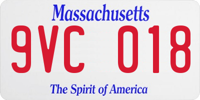 MA license plate 9VC018