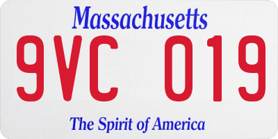 MA license plate 9VC019