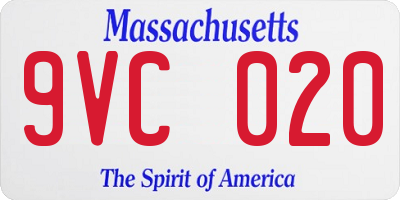 MA license plate 9VC020