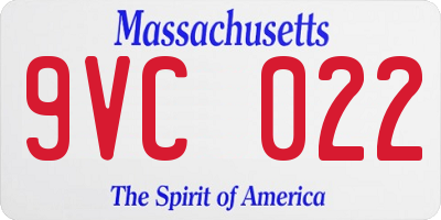MA license plate 9VC022