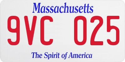 MA license plate 9VC025