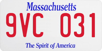 MA license plate 9VC031
