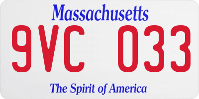 MA license plate 9VC033