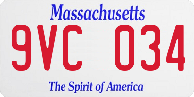 MA license plate 9VC034