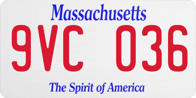 MA license plate 9VC036
