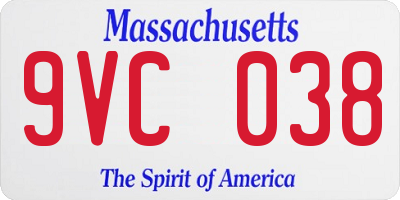 MA license plate 9VC038