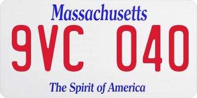 MA license plate 9VC040