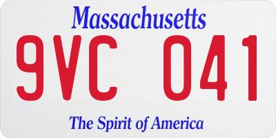 MA license plate 9VC041