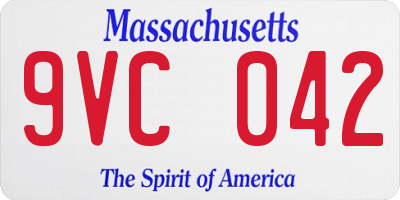 MA license plate 9VC042