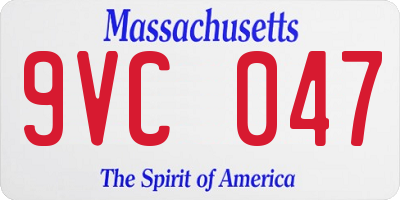 MA license plate 9VC047