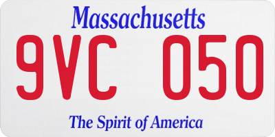 MA license plate 9VC050