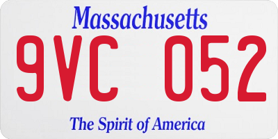 MA license plate 9VC052