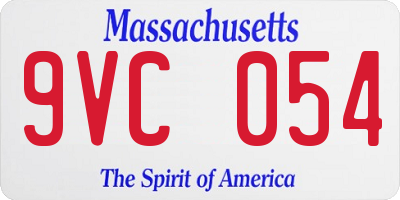 MA license plate 9VC054