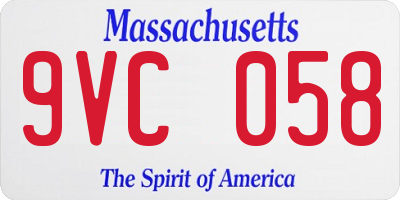 MA license plate 9VC058