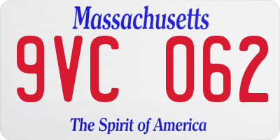MA license plate 9VC062