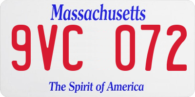 MA license plate 9VC072