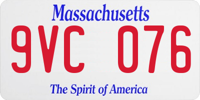 MA license plate 9VC076