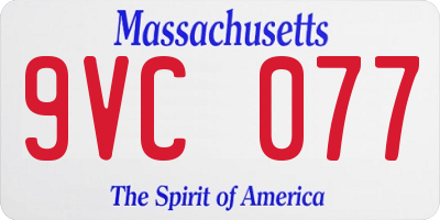 MA license plate 9VC077