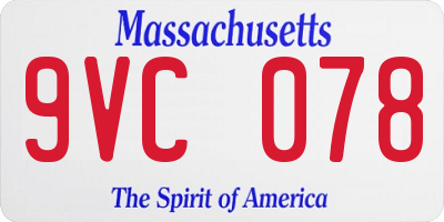 MA license plate 9VC078