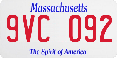 MA license plate 9VC092