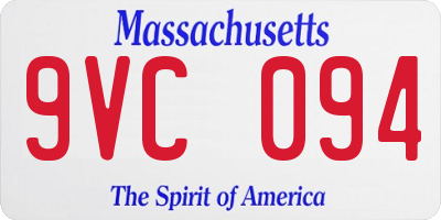 MA license plate 9VC094