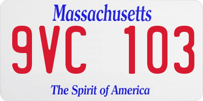 MA license plate 9VC103