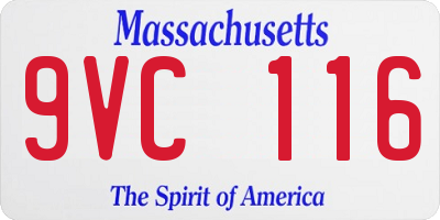 MA license plate 9VC116
