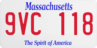 MA license plate 9VC118