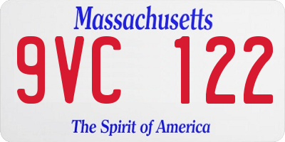 MA license plate 9VC122