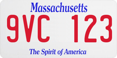 MA license plate 9VC123