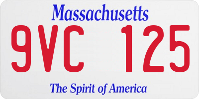 MA license plate 9VC125