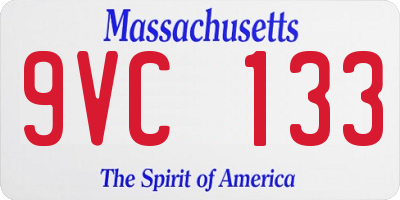 MA license plate 9VC133