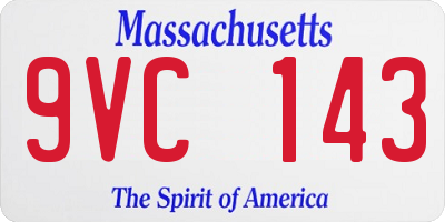 MA license plate 9VC143