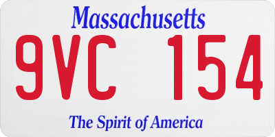 MA license plate 9VC154