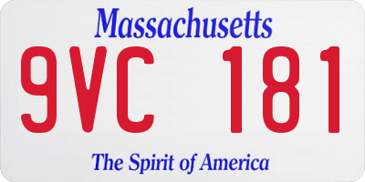 MA license plate 9VC181