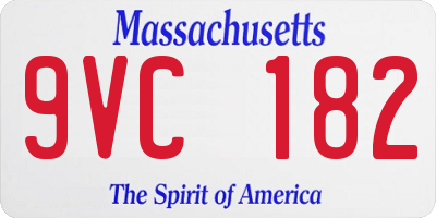 MA license plate 9VC182