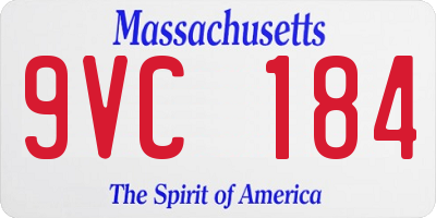 MA license plate 9VC184