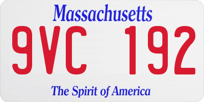 MA license plate 9VC192