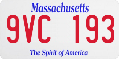 MA license plate 9VC193
