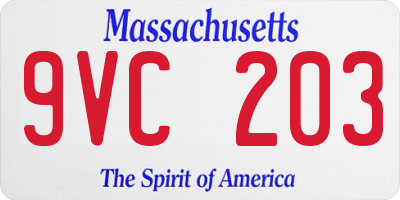 MA license plate 9VC203